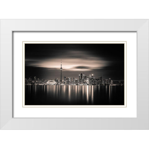 Toronto White Modern Wood Framed Art Print with Double Matting by Yoann