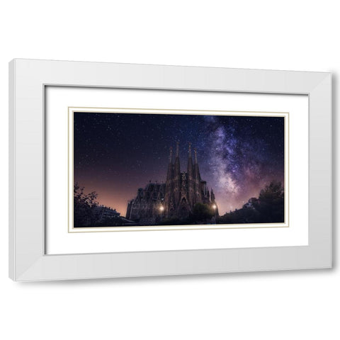 Sagrada Familia White Modern Wood Framed Art Print with Double Matting by F. Turienzo, Carlos