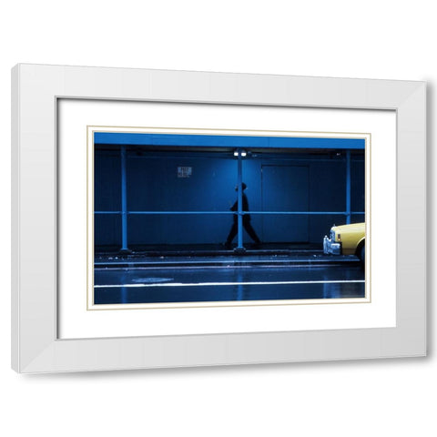 Yellow Car-From The Series Qnew York Bluesq White Modern Wood Framed Art Print with Double Matting by Matthes, Dieter