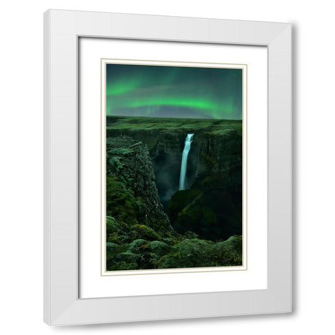 Green Night White Modern Wood Framed Art Print with Double Matting by Xu, Mei