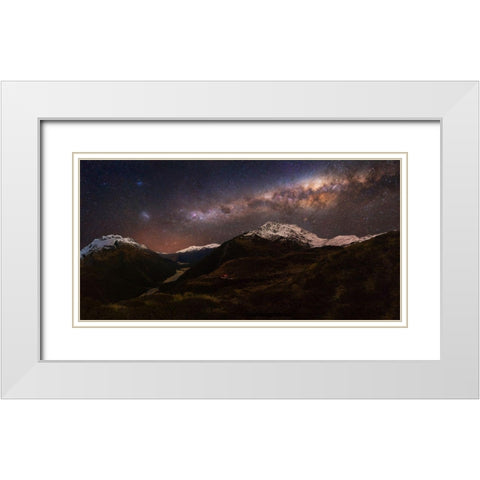 Mount Aspiring - Liverpool Hut White Modern Wood Framed Art Print with Double Matting by Zhang, Yan