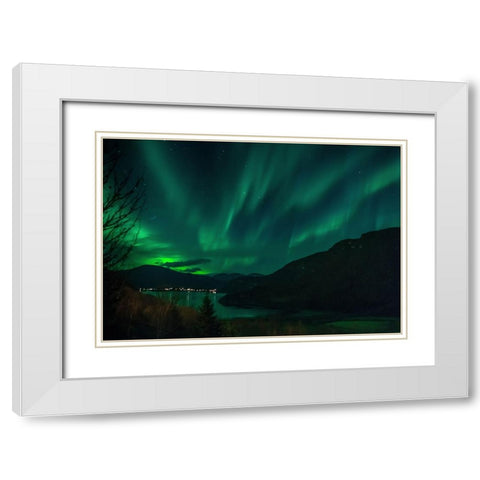 The Green Gold White Modern Wood Framed Art Print with Double Matting by Caroline Stroksnes, Mette