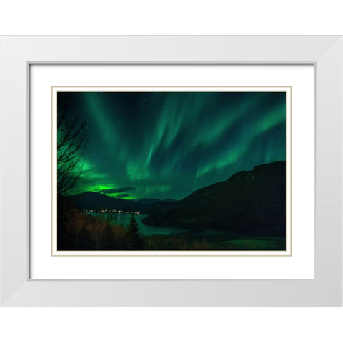 The Green Gold White Modern Wood Framed Art Print with Double Matting by Caroline Stroksnes, Mette