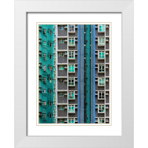 Fractions White Modern Wood Framed Art Print with Double Matting by Agazzi, Andreas
