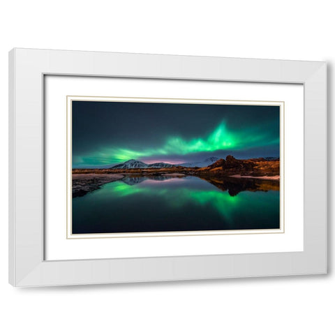Mirrored Aurora White Modern Wood Framed Art Print with Double Matting by Auf Dem, Andrea