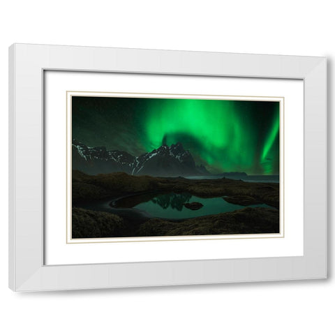 Vesturhorn White Modern Wood Framed Art Print with Double Matting by Zhu, Jingshu