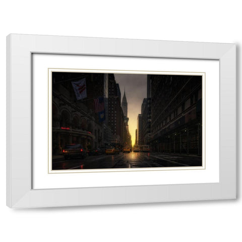 Manhattanhenge White Modern Wood Framed Art Print with Double Matting by Martin Castan, David