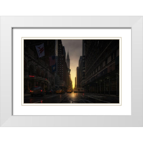Manhattanhenge White Modern Wood Framed Art Print with Double Matting by Martin Castan, David