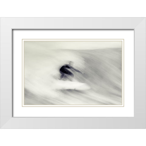Surfing Impressions White Modern Wood Framed Art Print with Double Matting by Swapnil
