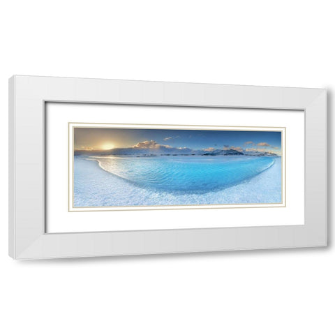 Blue White Modern Wood Framed Art Print with Double Matting by Jochen, Burger