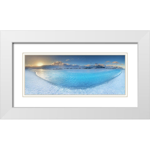 Blue White Modern Wood Framed Art Print with Double Matting by Jochen, Burger