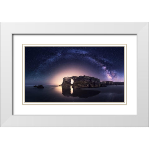 Arcos Naturales White Modern Wood Framed Art Print with Double Matting by F. Turienzo, Carlos