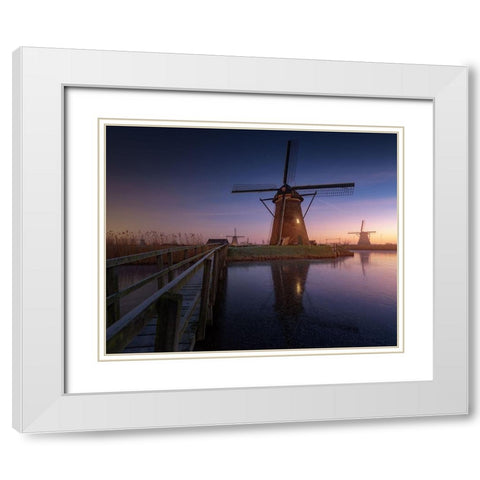 Kinderdijk 2 White Modern Wood Framed Art Print with Double Matting by Pablo De, Juan