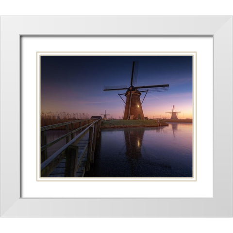 Kinderdijk 2 White Modern Wood Framed Art Print with Double Matting by Pablo De, Juan