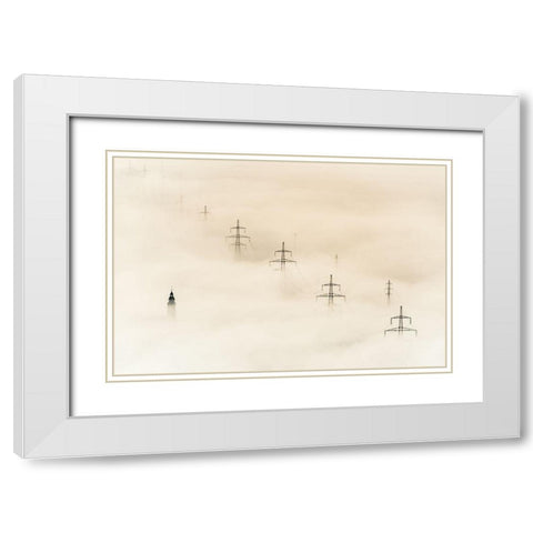 Untitled White Modern Wood Framed Art Print with Double Matting by Kos, Rafael