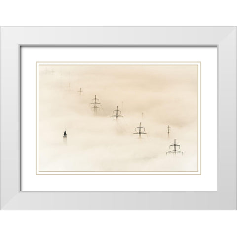 Untitled White Modern Wood Framed Art Print with Double Matting by Kos, Rafael