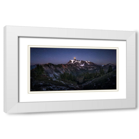Blood Moon Over Mt. Shuksan White Modern Wood Framed Art Print with Double Matting by Zhang, Joshua