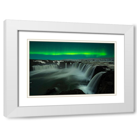 Godafoss White Modern Wood Framed Art Print with Double Matting by Zhu, Jingshu