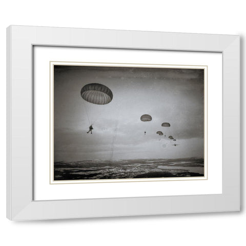 Airborne#4 In The Air White Modern Wood Framed Art Print with Double Matting by Van Hoecke, Martin
