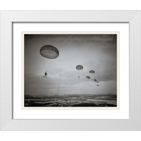 Airborne#4 In The Air White Modern Wood Framed Art Print with Double Matting by Van Hoecke, Martin