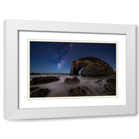Horsehead Rock White Modern Wood Framed Art Print with Double Matting by Zhu, Jingshu