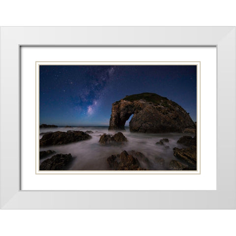 Horsehead Rock White Modern Wood Framed Art Print with Double Matting by Zhu, Jingshu