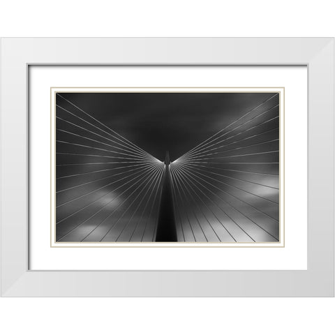 Angel In Black And White White Modern Wood Framed Art Print with Double Matting by Ferrero, Ivan