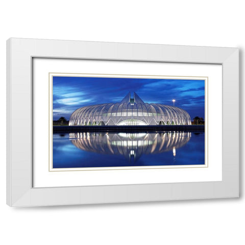 Polytechnic University Of Florida At Night White Modern Wood Framed Art Print with Double Matting by Fleckenstein, Martin