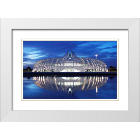 Polytechnic University Of Florida At Night White Modern Wood Framed Art Print with Double Matting by Fleckenstein, Martin