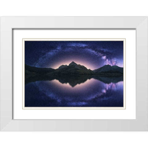 Celestial Illusion White Modern Wood Framed Art Print with Double Matting by F. Turienzo, Carlos
