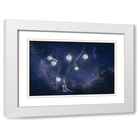 Planet Holder White Modern Wood Framed Art Print with Double Matting by Loza, Evgeny