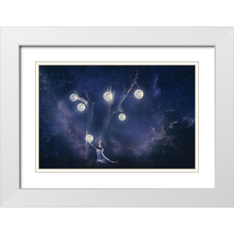 Planet Holder White Modern Wood Framed Art Print with Double Matting by Loza, Evgeny