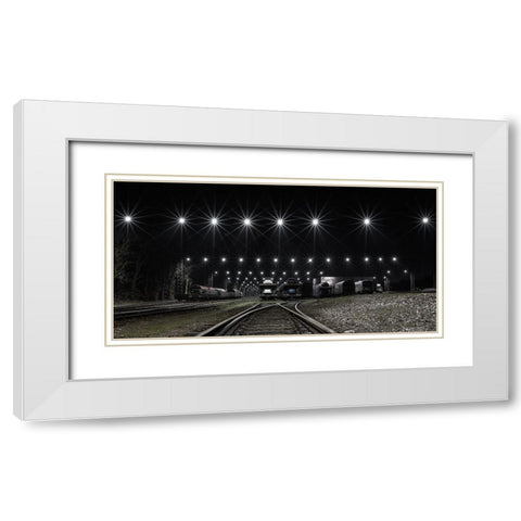Train Stars White Modern Wood Framed Art Print with Double Matting by Londal, Leif