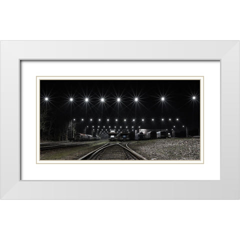 Train Stars White Modern Wood Framed Art Print with Double Matting by Londal, Leif