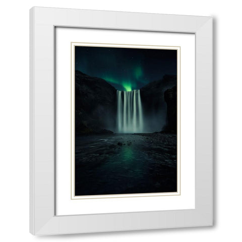 Green Night White Modern Wood Framed Art Print with Double Matting by Ruiz Dueso, Jorge