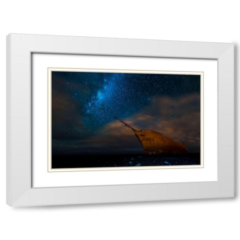 Proa A La Via Lactea. White Modern Wood Framed Art Print with Double Matting by Arman, Adolfo