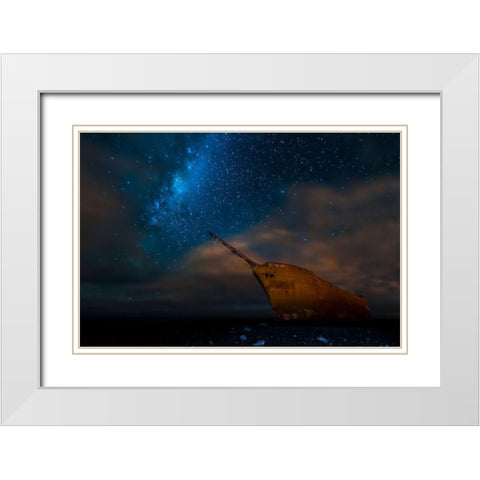 Proa A La Via Lactea. White Modern Wood Framed Art Print with Double Matting by Arman, Adolfo