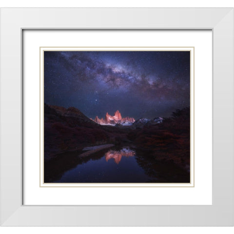 Patagonia Autumn Night White Modern Wood Framed Art Print with Double Matting by Zhang, Yan