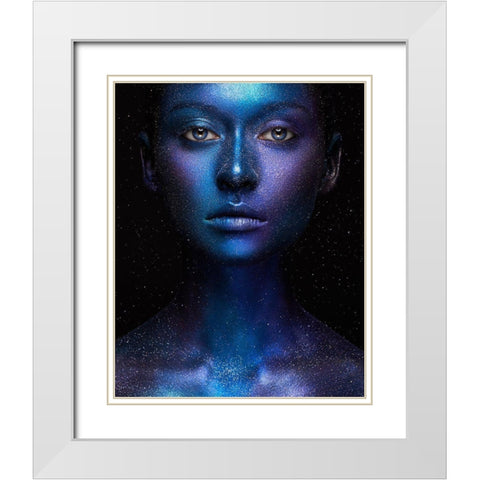 Galaxy White Modern Wood Framed Art Print with Double Matting by Malikov, Alex