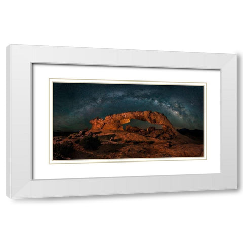 Milky Way Over The Sunset Arch White Modern Wood Framed Art Print with Double Matting by Zhu, Hua