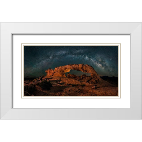 Milky Way Over The Sunset Arch White Modern Wood Framed Art Print with Double Matting by Zhu, Hua
