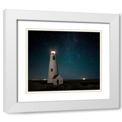 Great Point Light-Midnight White Modern Wood Framed Art Print with Double Matting by Pilla, Scott