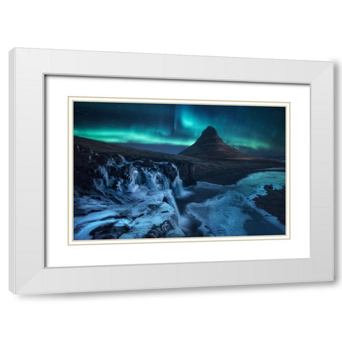 Frozen Falls White Modern Wood Framed Art Print with Double Matting by F. Turienzo, Carlos