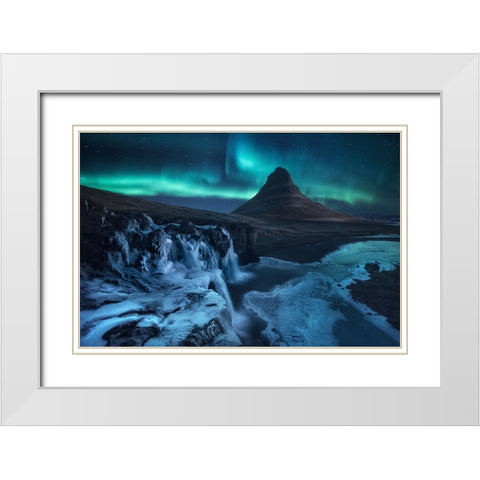 Frozen Falls White Modern Wood Framed Art Print with Double Matting by F. Turienzo, Carlos