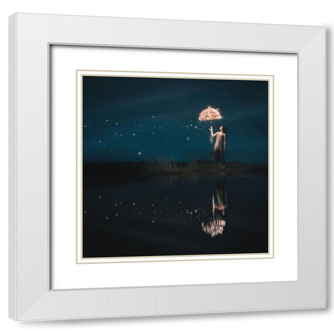 Starfall White Modern Wood Framed Art Print with Double Matting by F, Terry