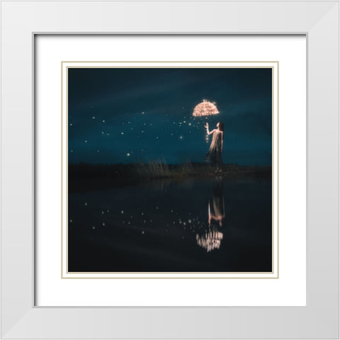 Starfall White Modern Wood Framed Art Print with Double Matting by F, Terry