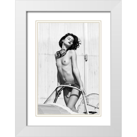 On The Airport White Modern Wood Framed Art Print with Double Matting by Blasko, Jan