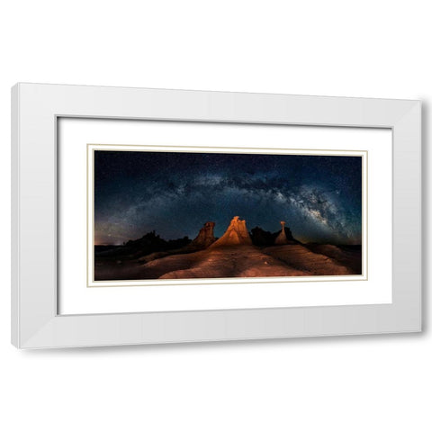 Three Wise Men White Modern Wood Framed Art Print with Double Matting by Zhu, Hua
