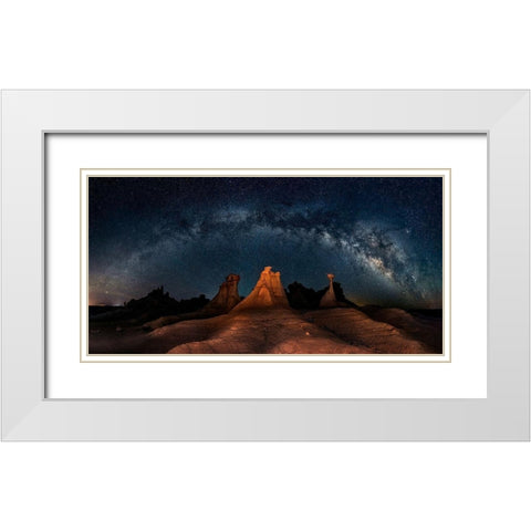 Three Wise Men White Modern Wood Framed Art Print with Double Matting by Zhu, Hua
