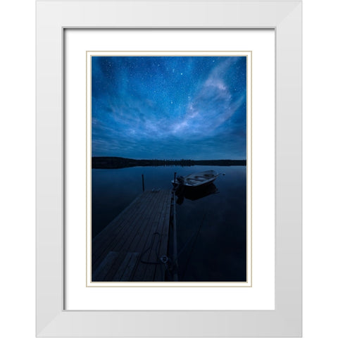 Night White Modern Wood Framed Art Print with Double Matting by Lindsten, Christian